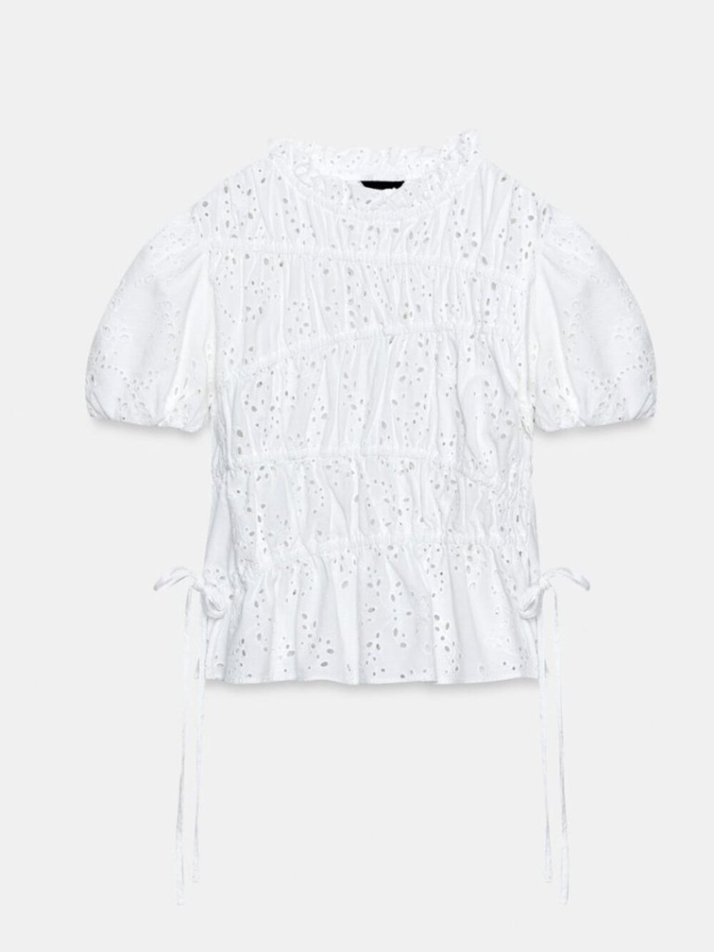 White eyelet Zara top cinched waist - Picture 3 of 5
